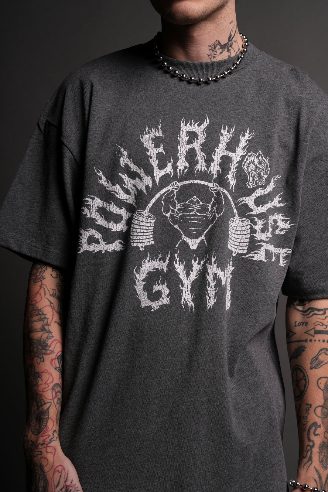 Iron Flame "Premium" Oversized Tee in Darc Heather Gray