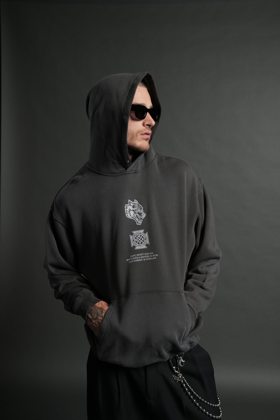 Ashes of the Dark V2 "Pierce" Hoodie in Wolf Gray Drift Wash