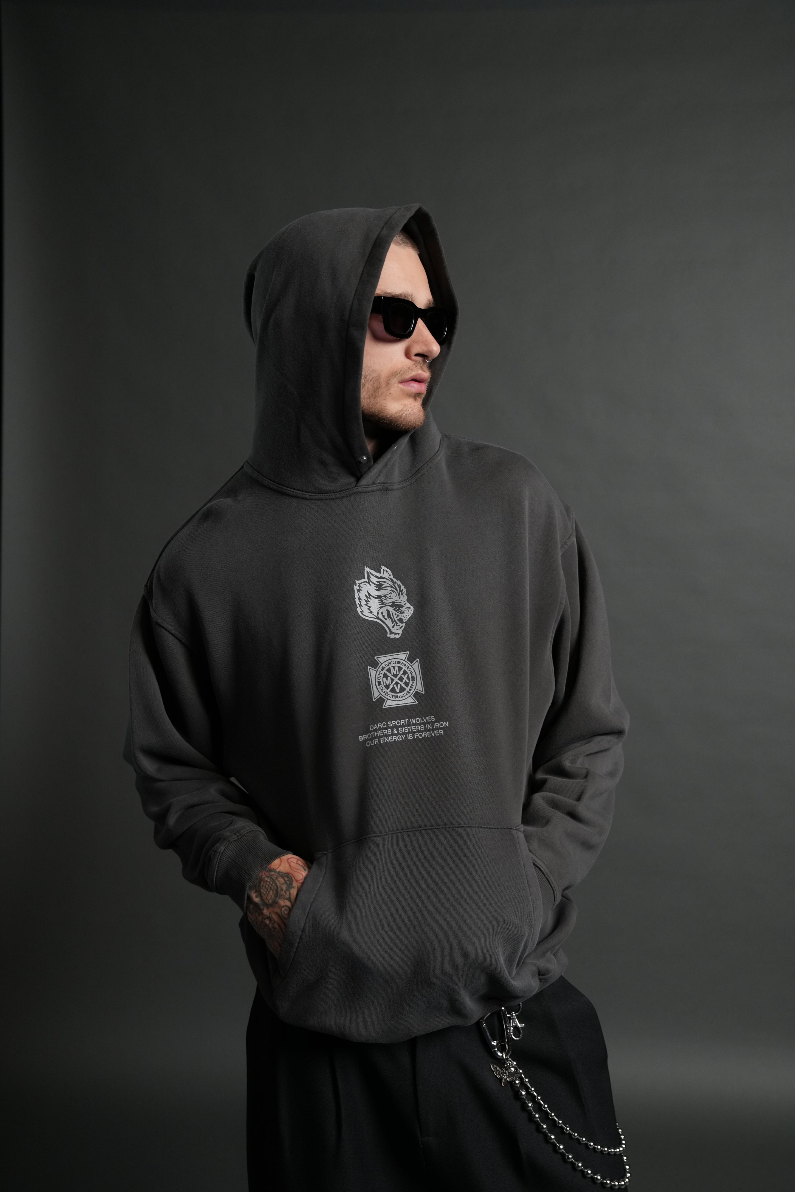 Ashes of the Dark V2 "Pierce" Hoodie in Wolf Gray Drift Wash