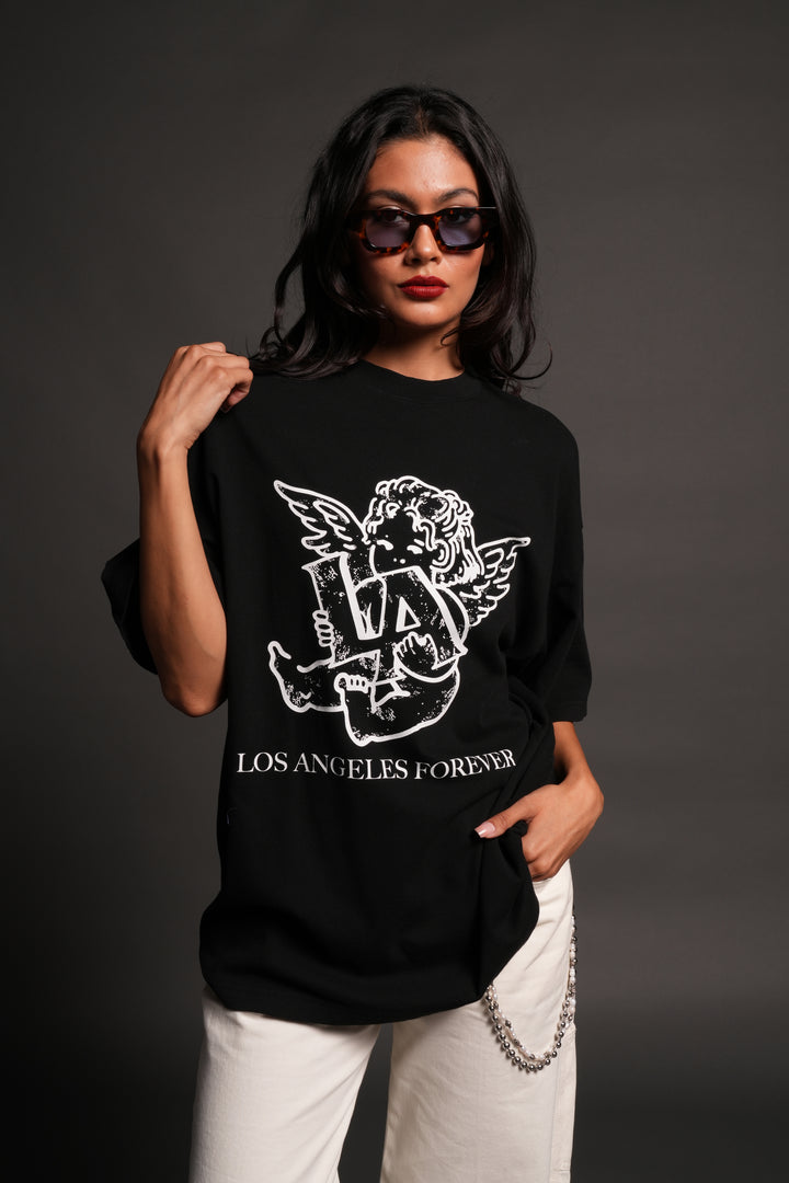 Los Cherub Premium Oversized Tee in Black