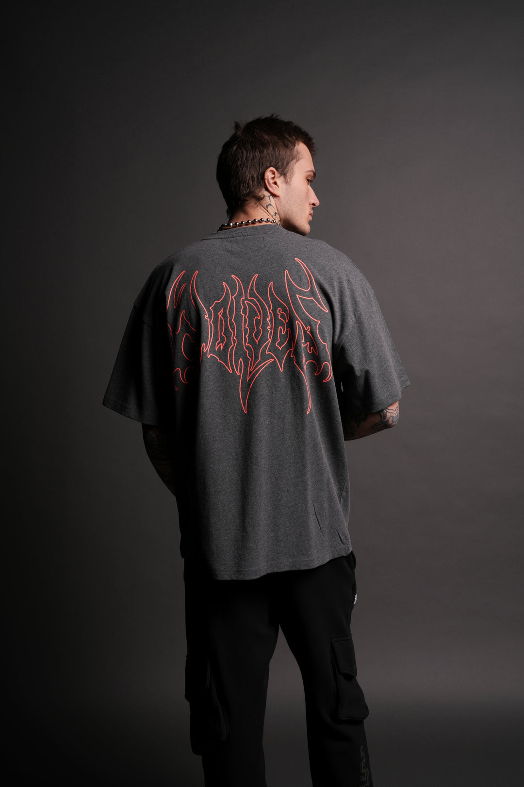 Iron Flame "Premium" Oversized Tee in Darc Heather Gray