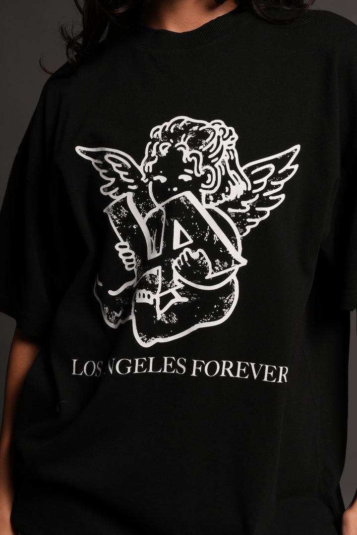 Los Cherub Premium Oversized Tee in Black