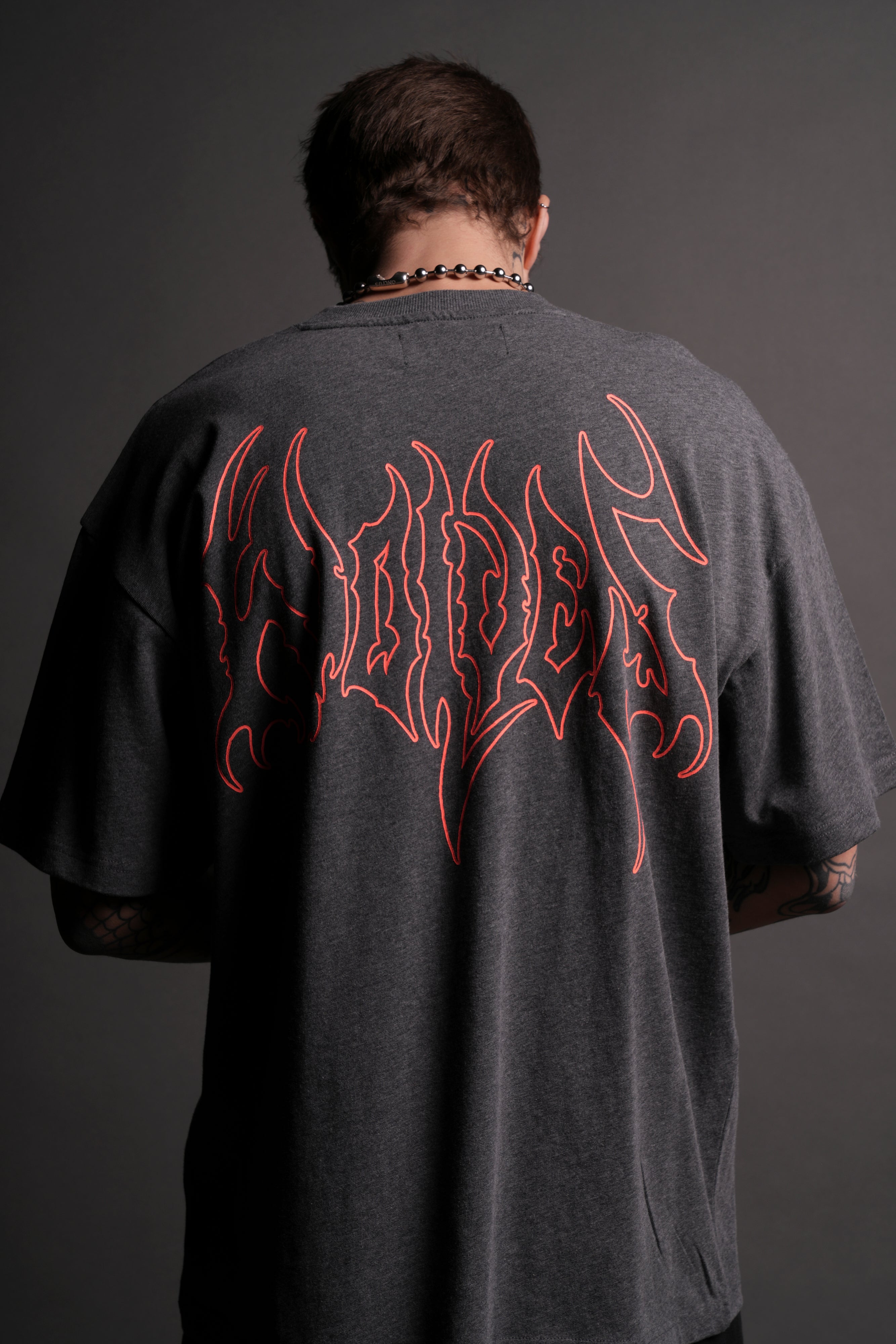 Iron Flame "Premium" Oversized Tee in Darc Heather Gray