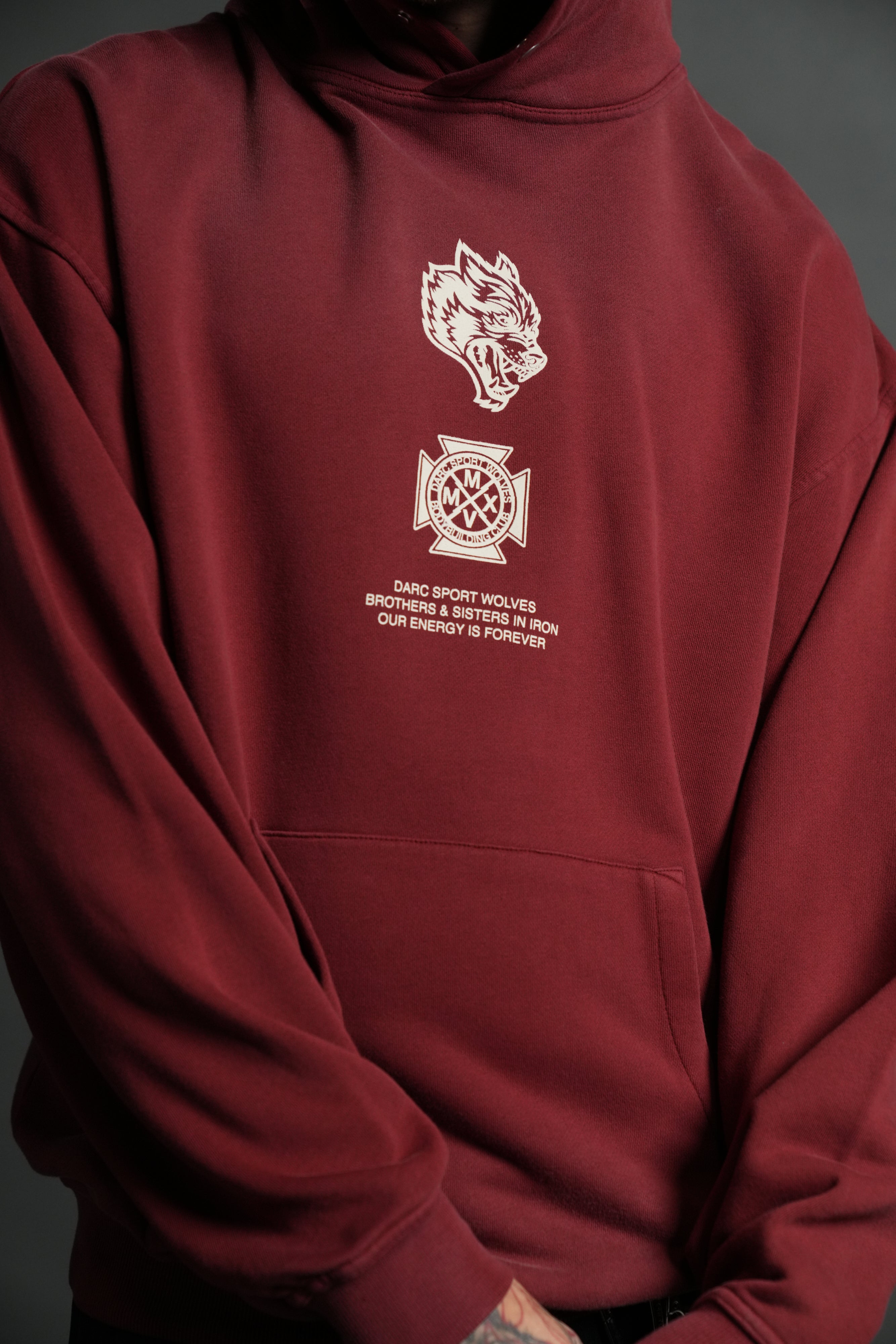 Ashes of the Dark V2 "Pierce" Hoodie in Cherry Red Drift Wash