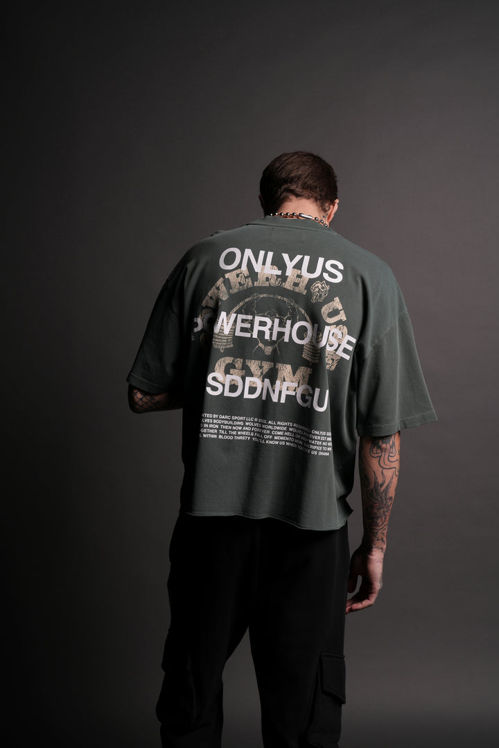 Only Us Gym Premium Raw Hem "Box Cut" Tee in Norse Green