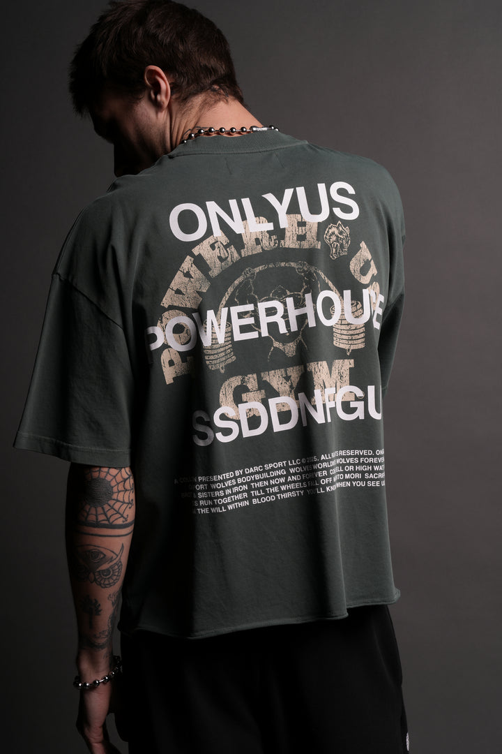 Only Us Gym Premium Raw Hem "Box Cut" Tee in Norse Green