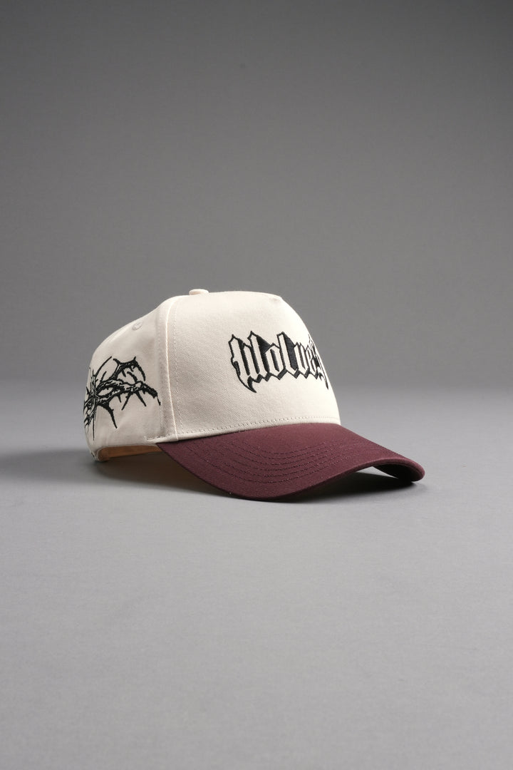 Thorns 5 Panel Hat in Cream/Oxblood