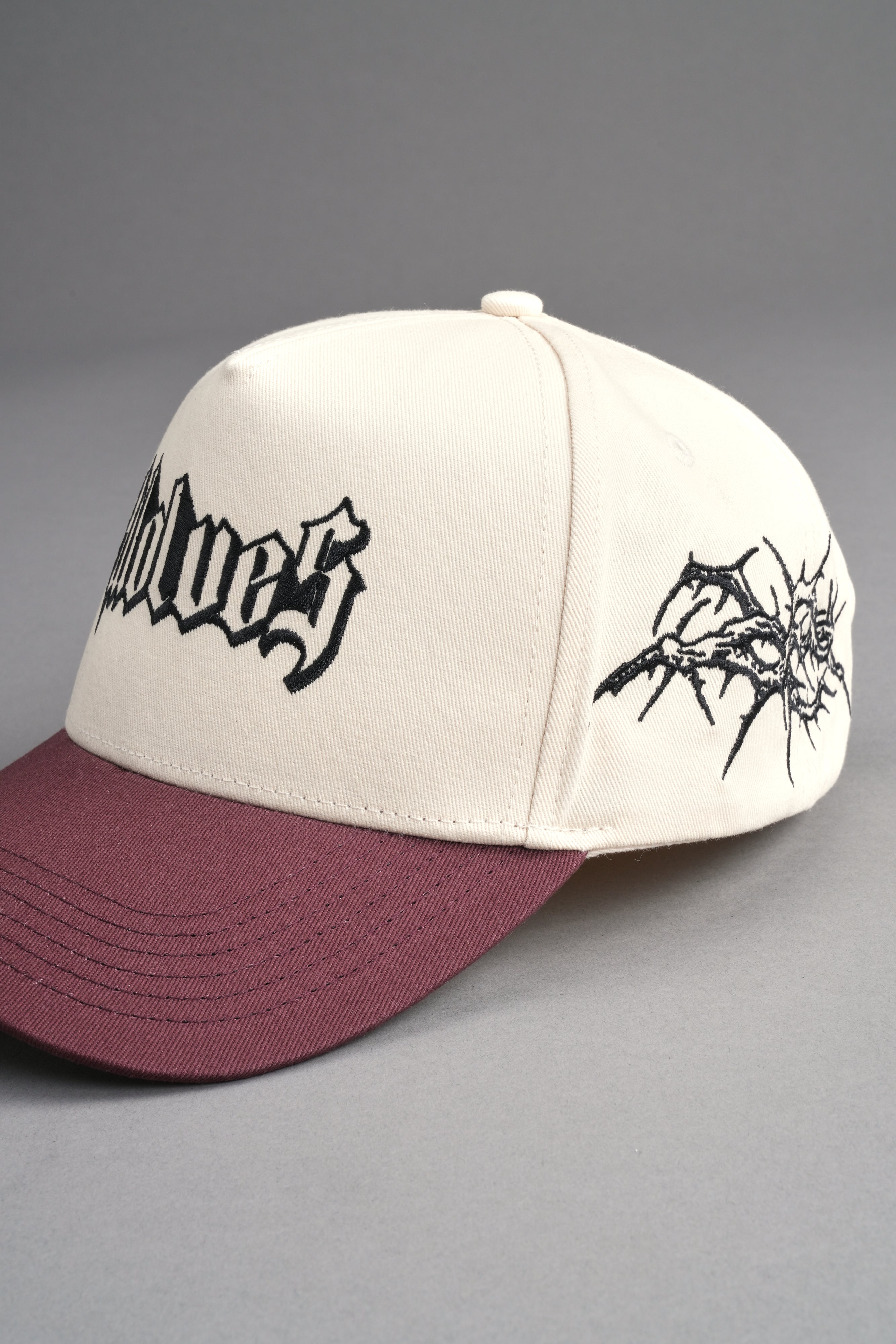 Thorns 5 Panel Hat in Cream/Oxblood