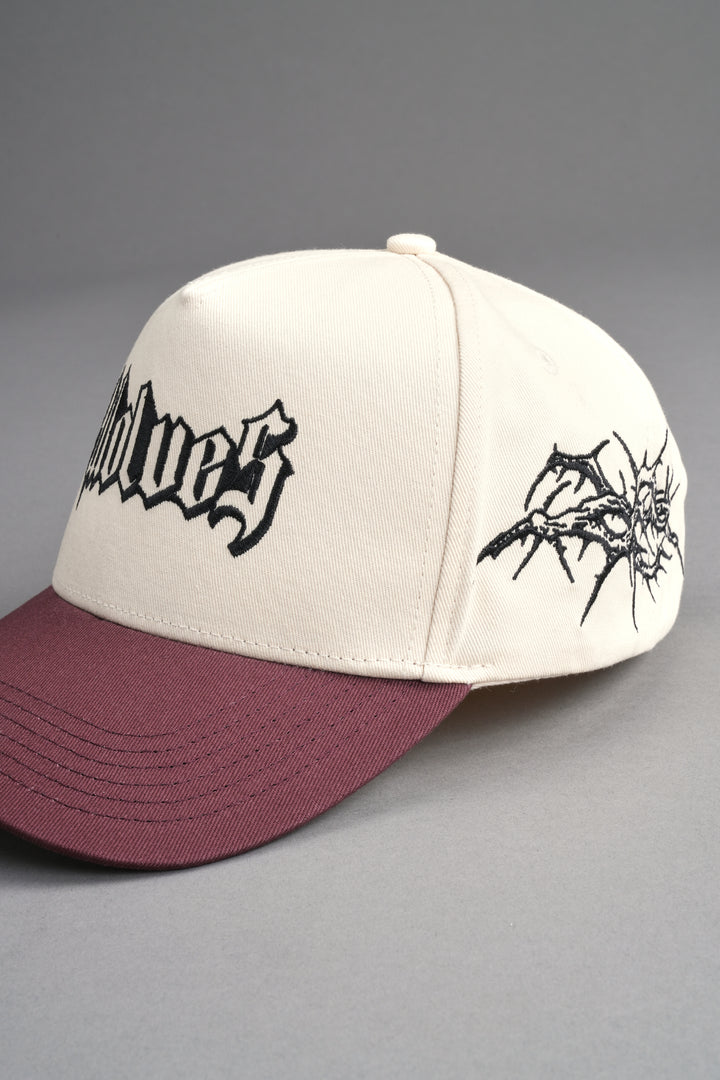Thorns 5 Panel Hat in Cream/Oxblood