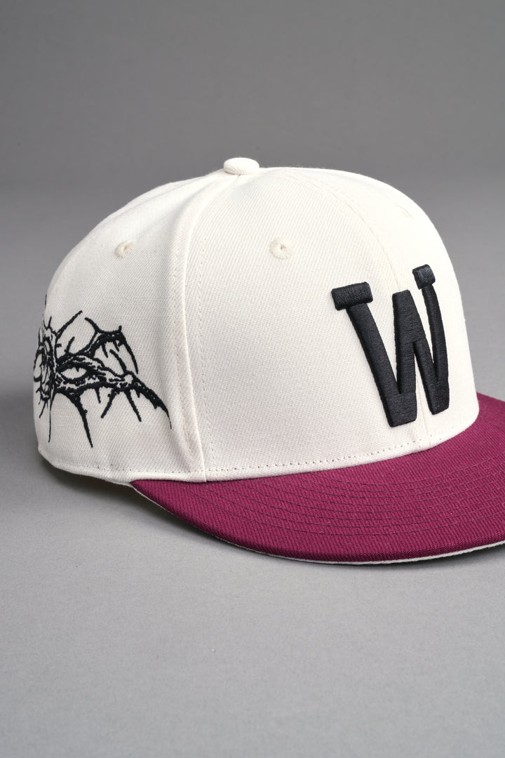 Thorns Fitted Cap in Cream/Oxblood