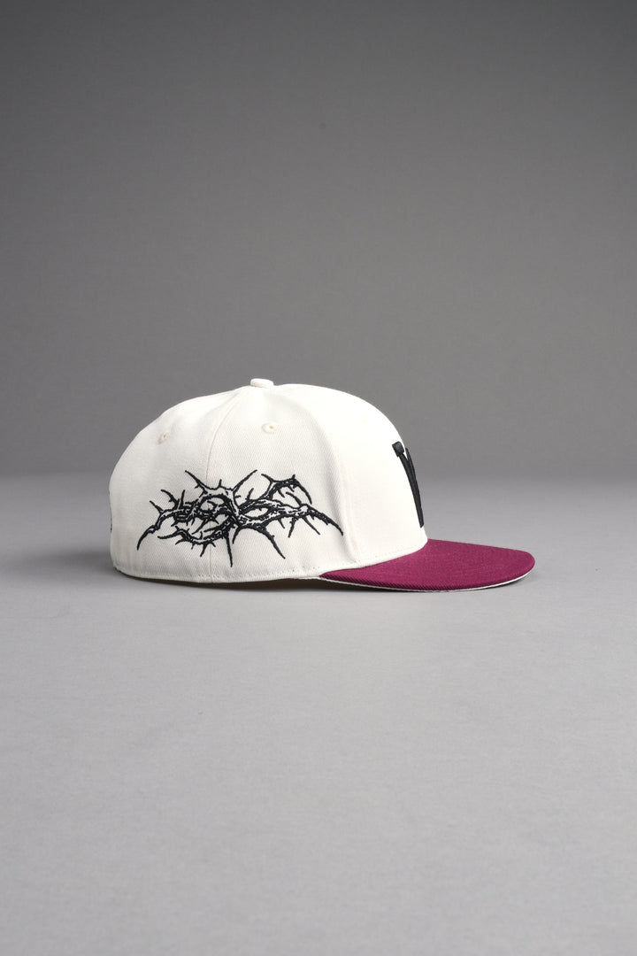 Thorns Fitted Cap in Cream/Oxblood