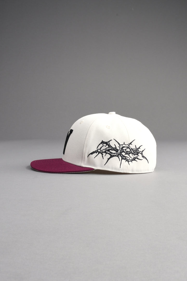 Thorns Fitted Cap in Cream/Oxblood