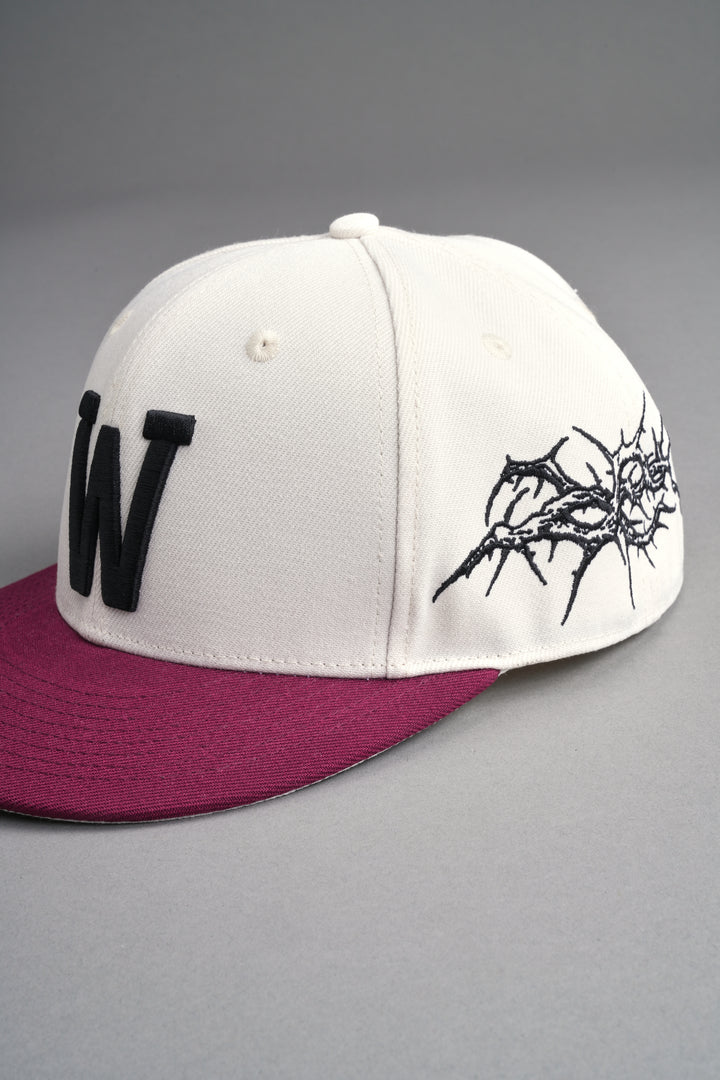 Thorns Fitted Cap in Cream/Oxblood