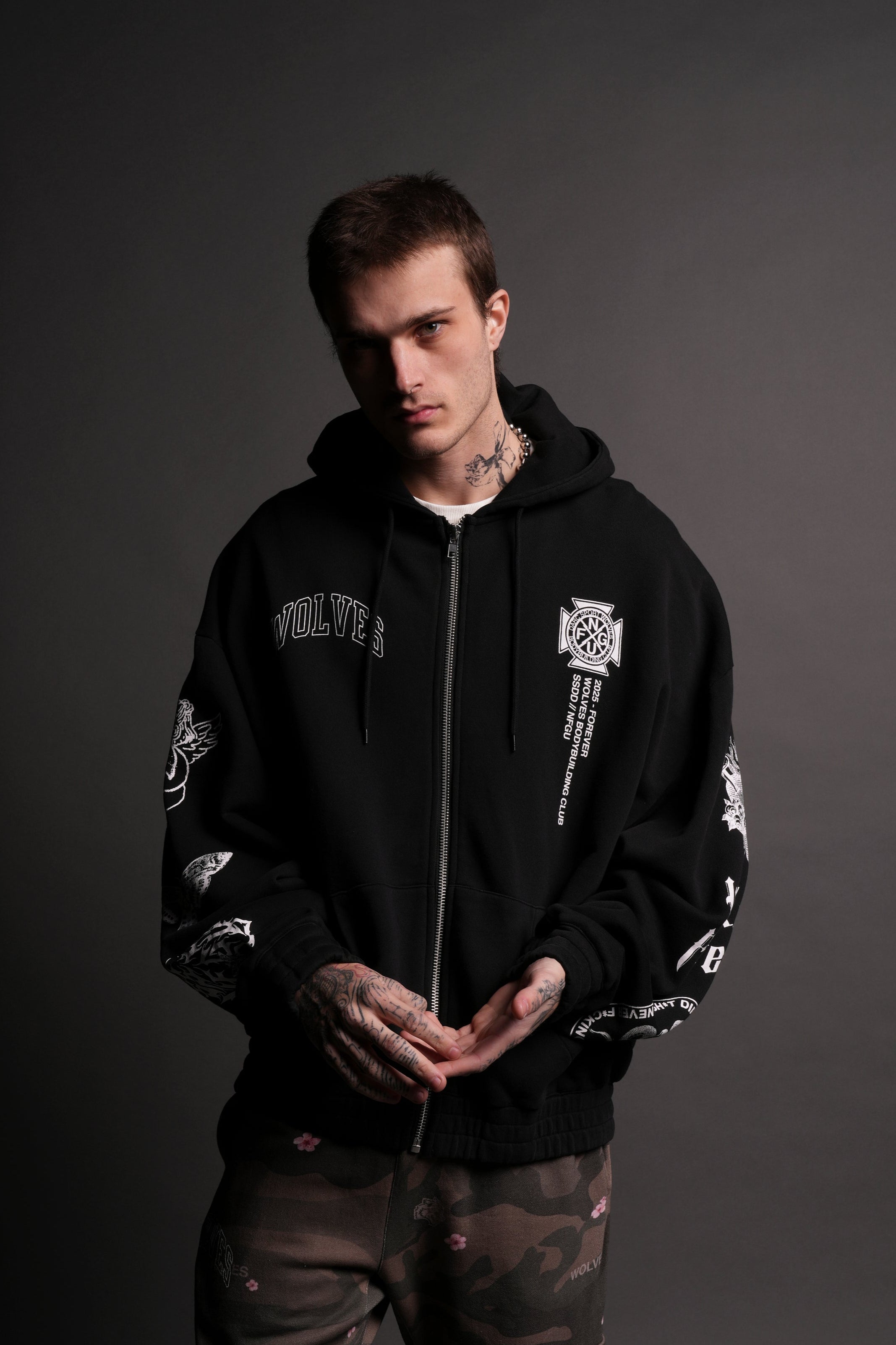 On Our Sleeve "Chambers" Zip Hoodie in Black