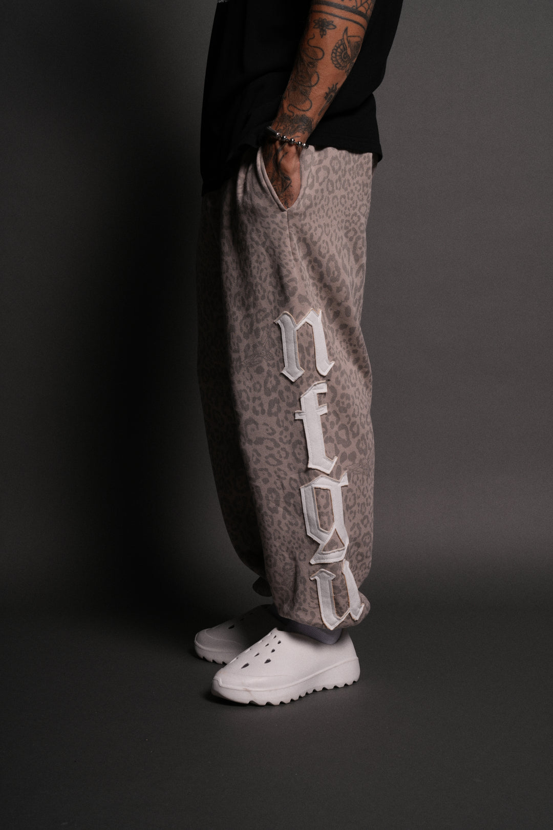Our Mantra Lightweight Lounger Sweat Pants in Clay Leopard