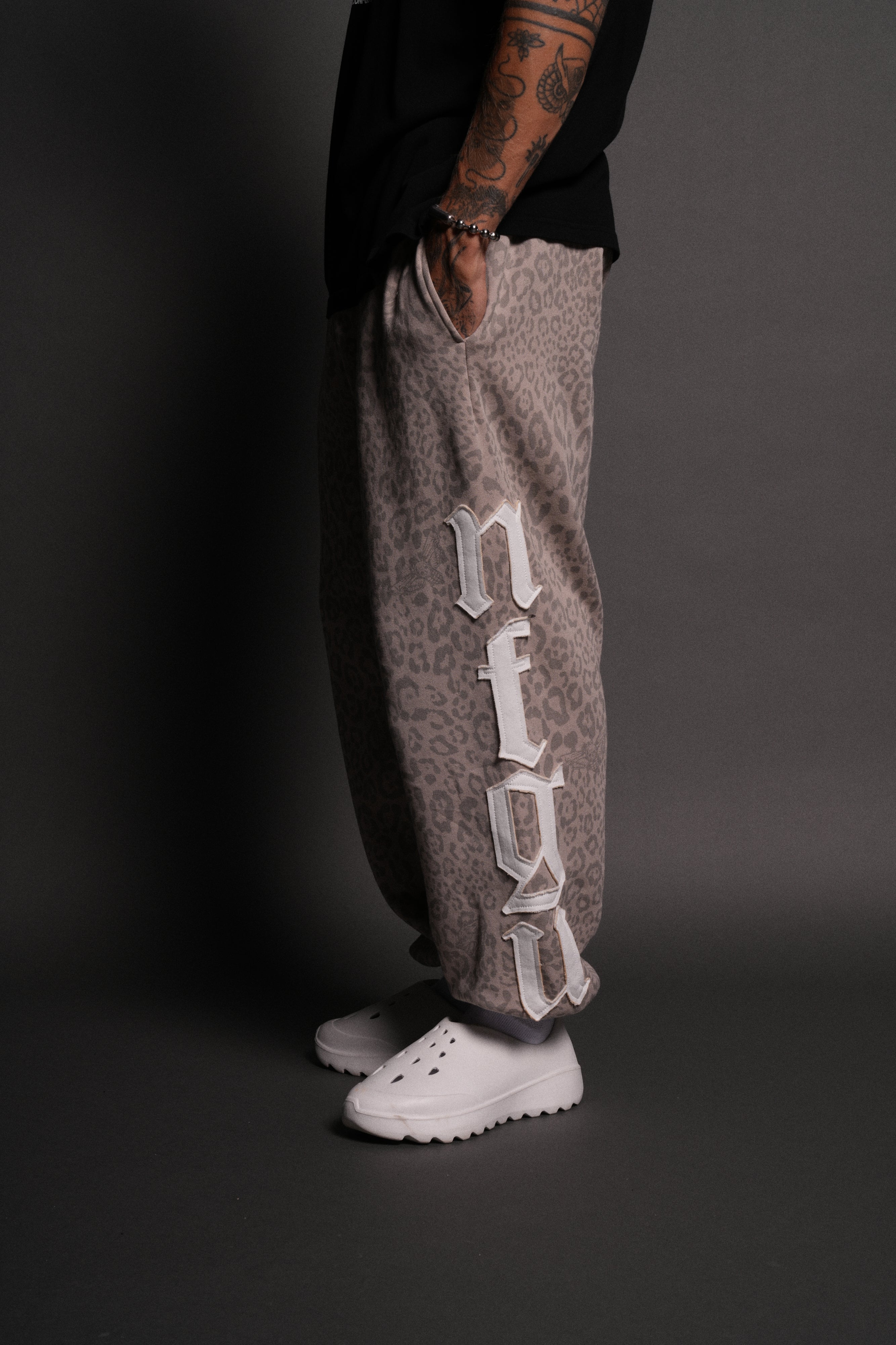 Our Mantra Lightweight Lounger Sweat Pants in Clay Leopard