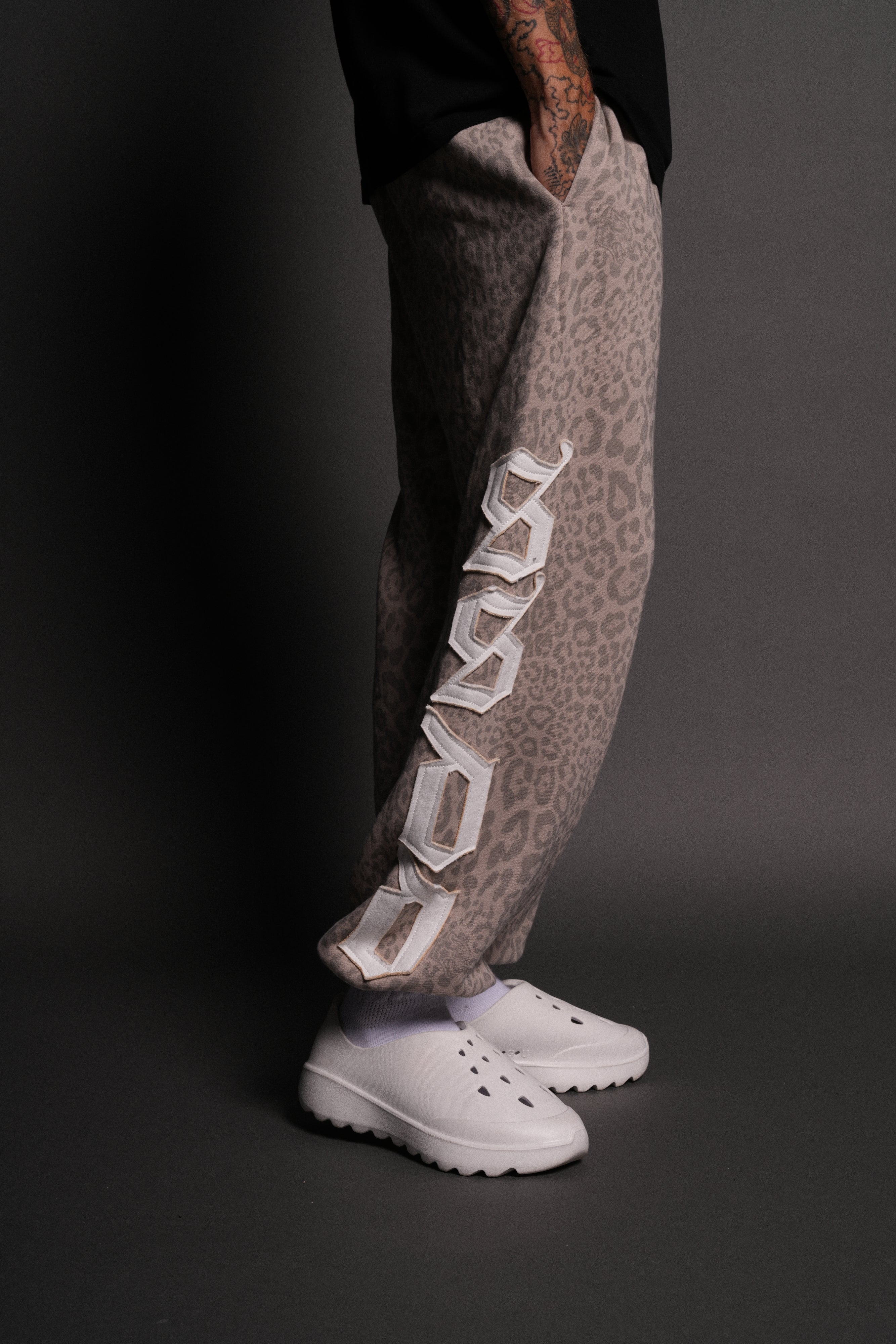 Our Mantra Lightweight Lounger Sweat Pants in Clay Leopard