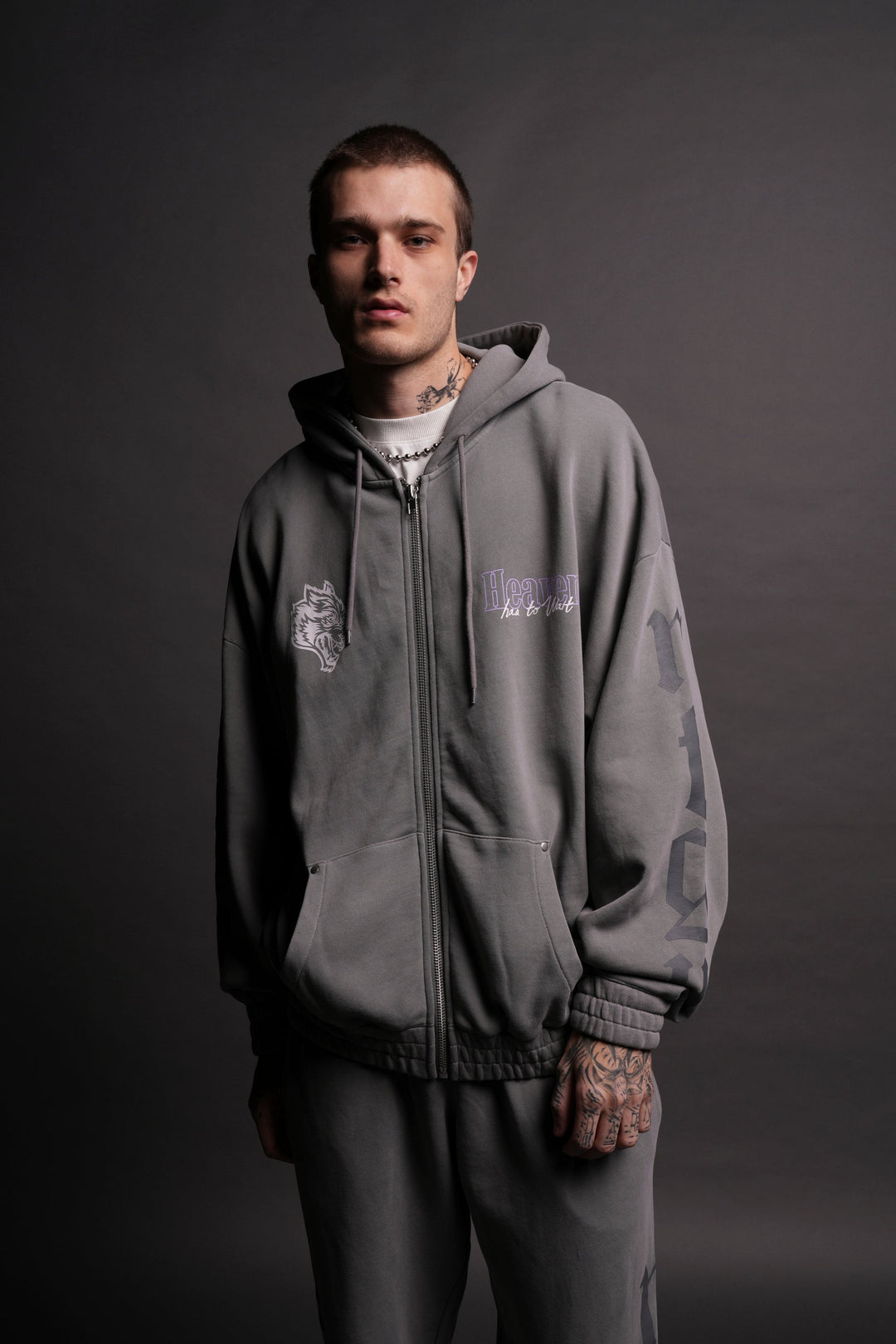 Ultimate Frontier Rivet "Chambers" Zip Hoodie in Dove Gray