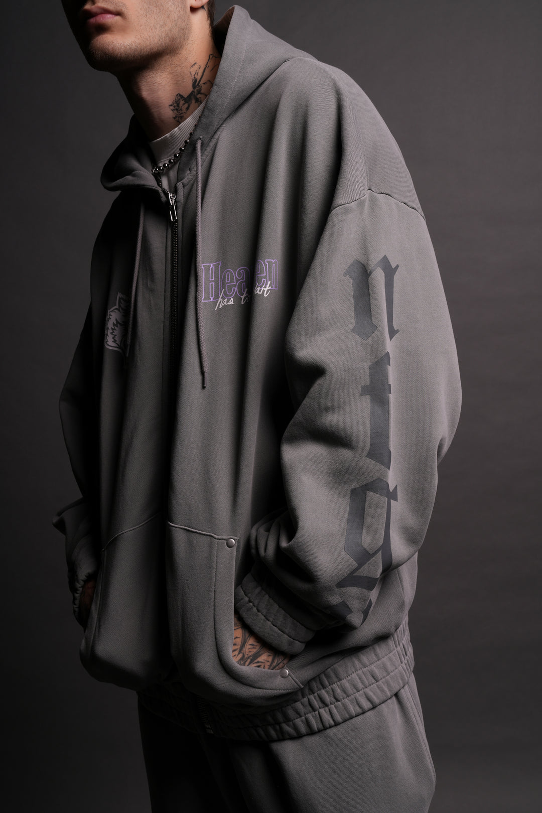 Ultimate Frontier Rivet "Chambers" Zip Hoodie in Dove Gray