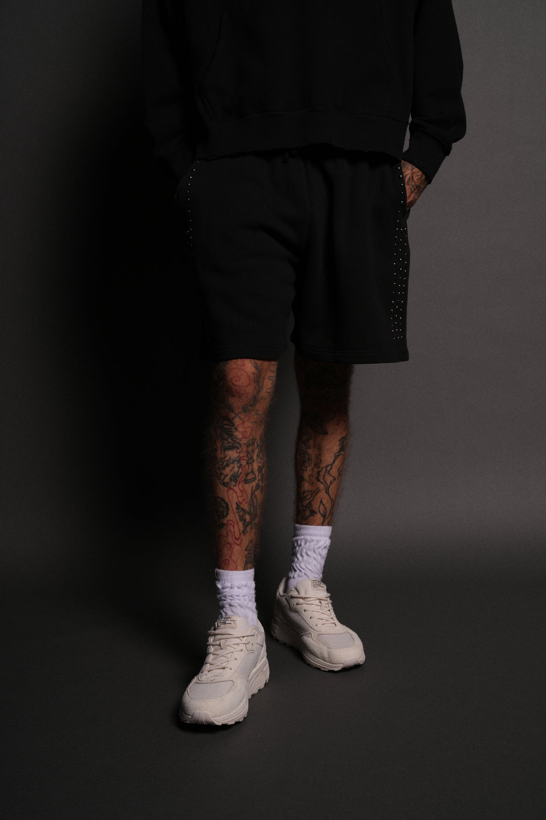 Stud Wolf Post Lounge Sweat Shorts in Black