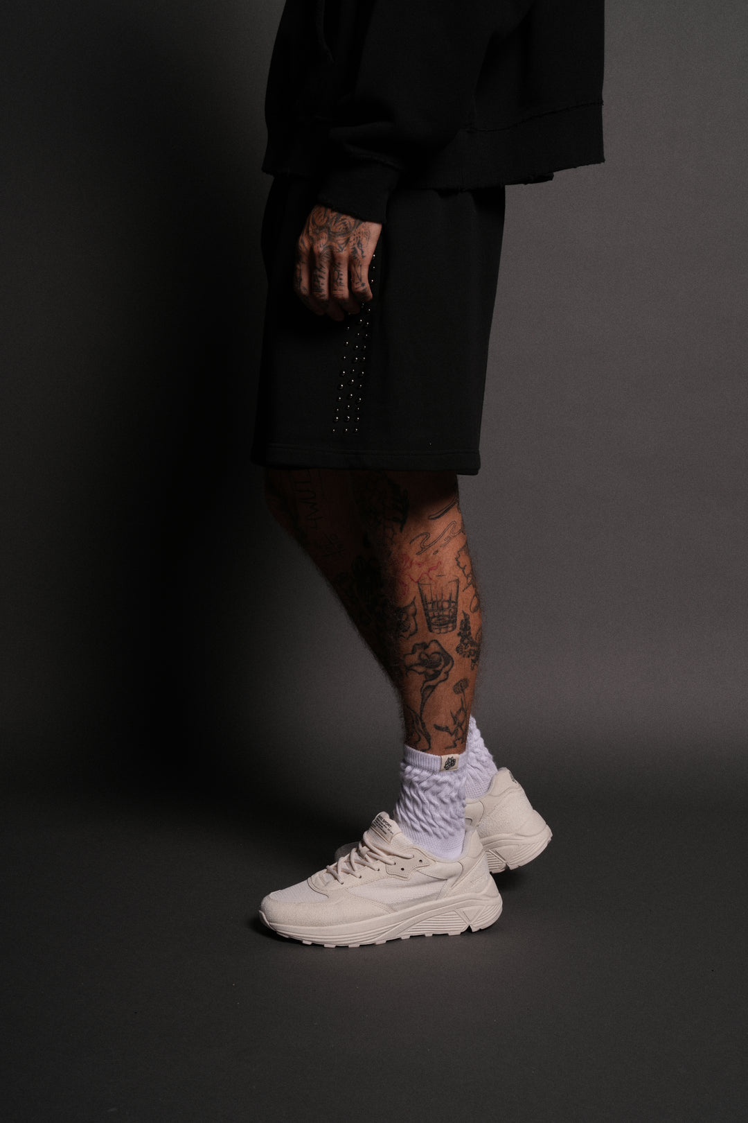 Stud Wolf Post Lounge Sweat Shorts in Black