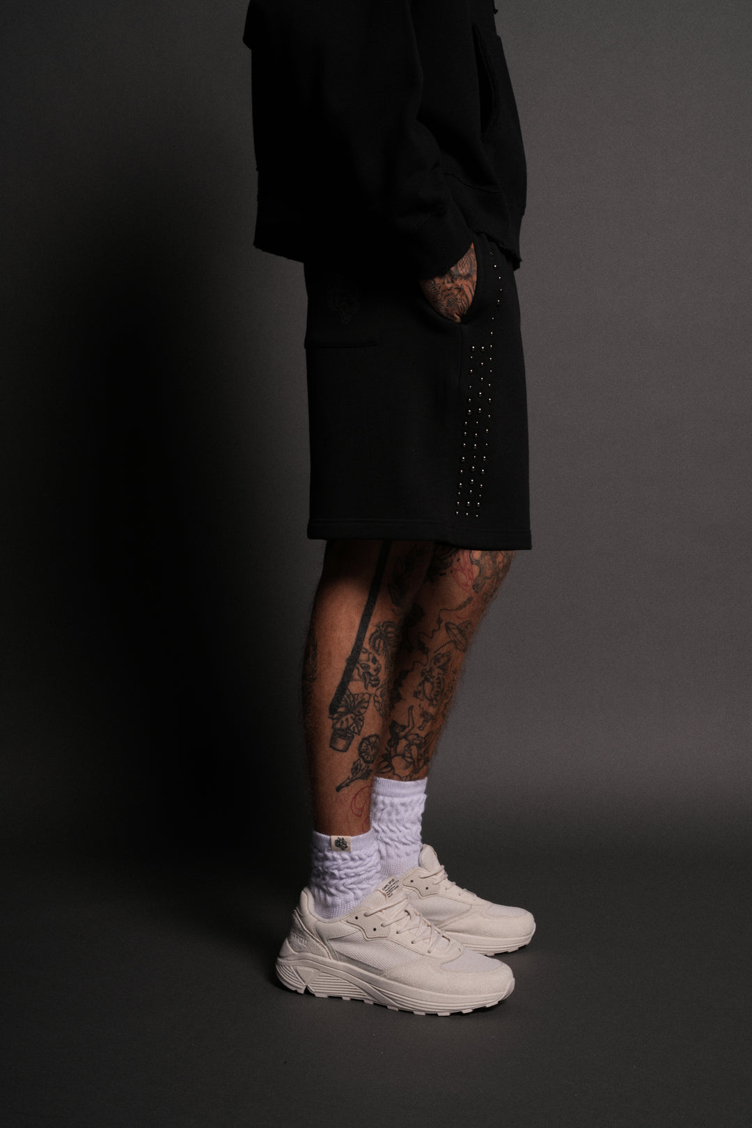 Stud Wolf Post Lounge Sweat Shorts in Black