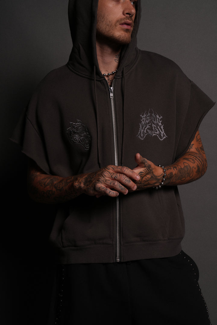 SSDDNFGU Moth Creed Cap Zip Hoodie in Wolf Gray