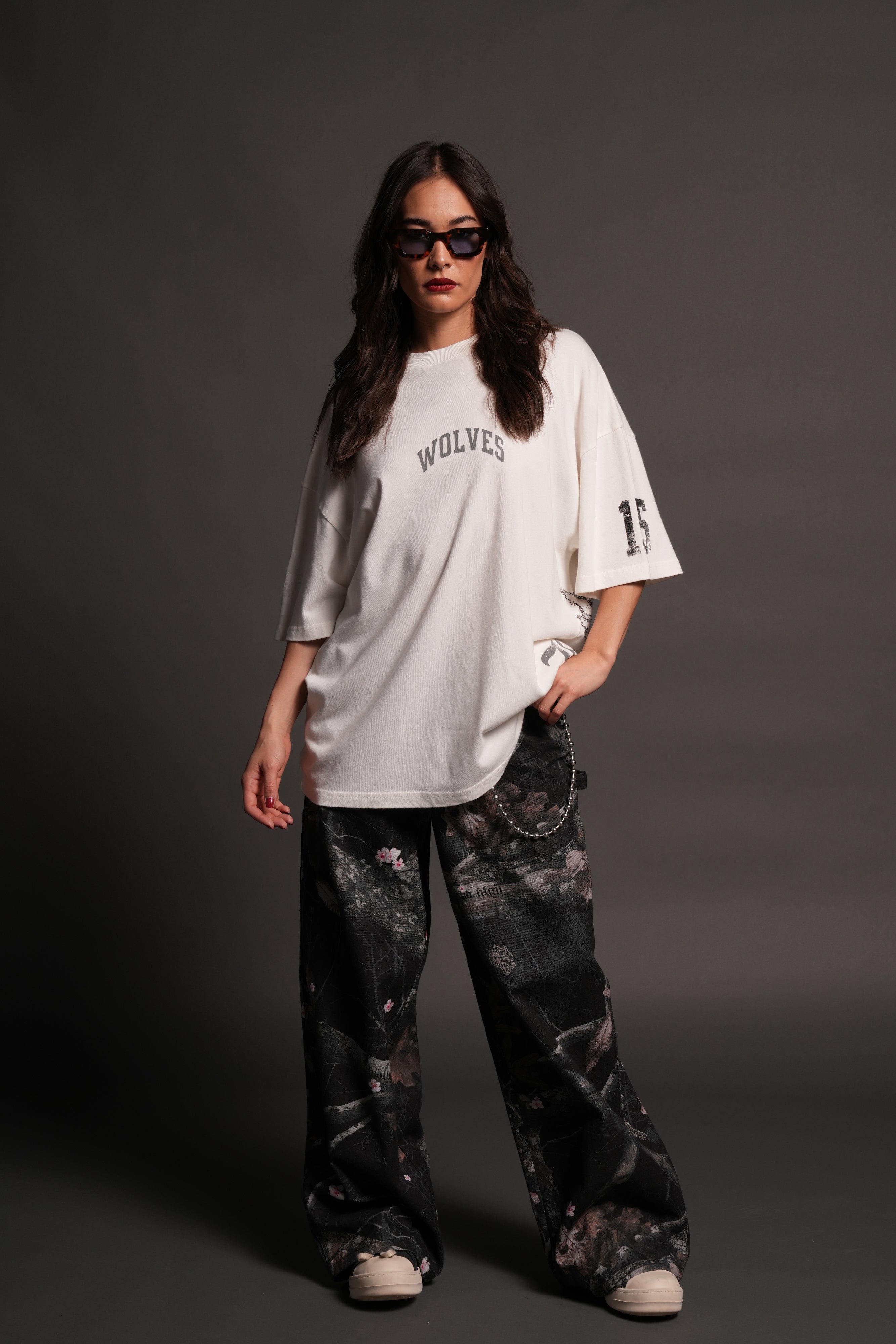 La Ca Frvr Premium Oversized Tee in Cream