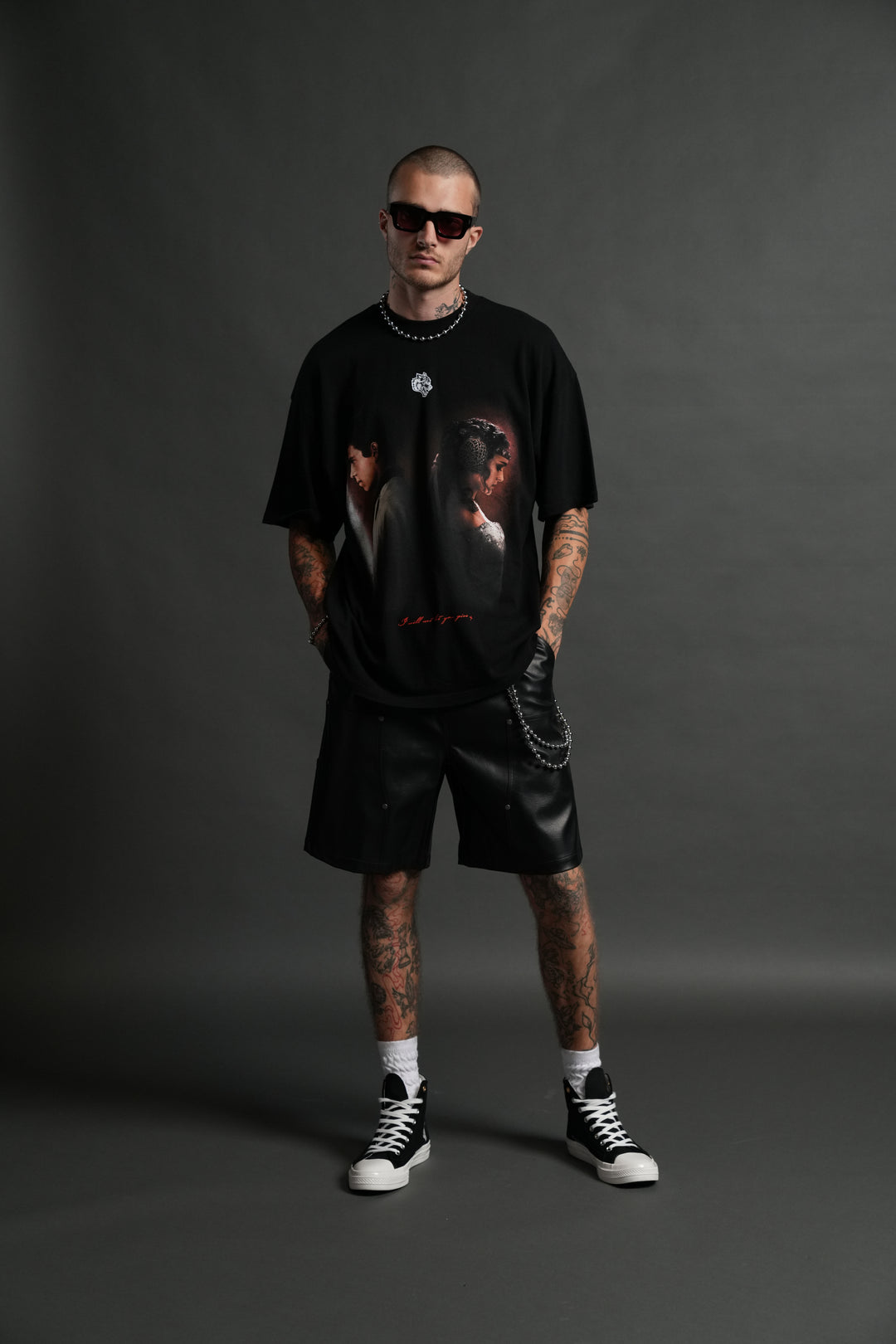 Crossed Paths "Premium" Oversized Unisex Tee in Black