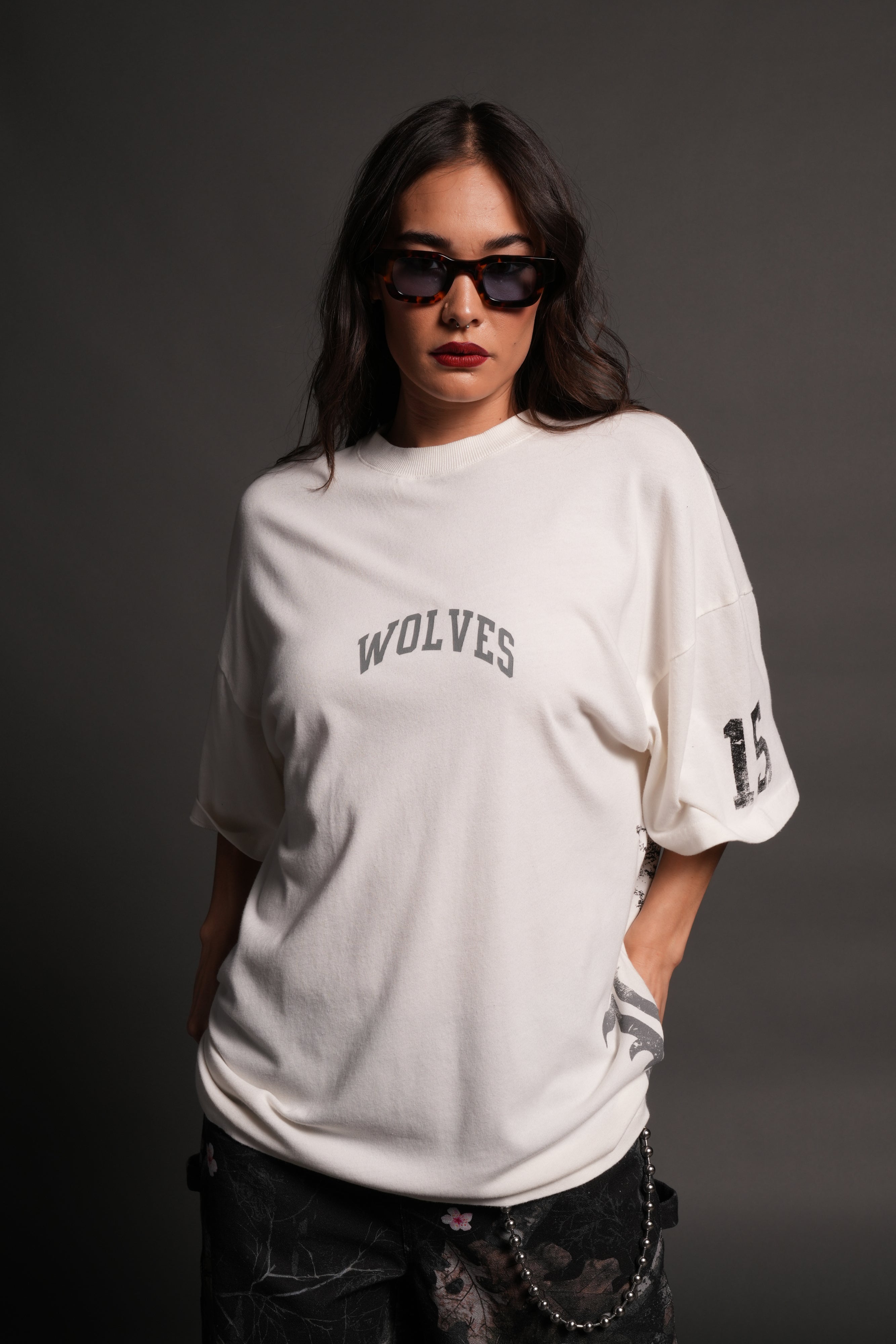 La Ca Frvr Premium Oversized Tee in Cream