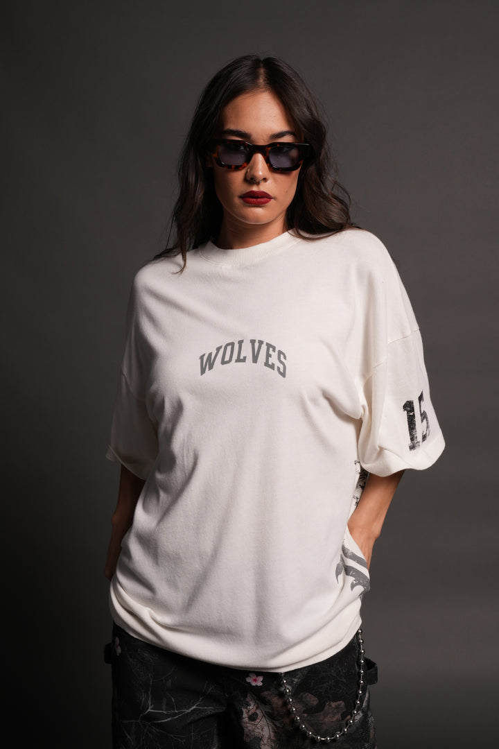 La Ca Frvr Premium Oversized Tee in Cream