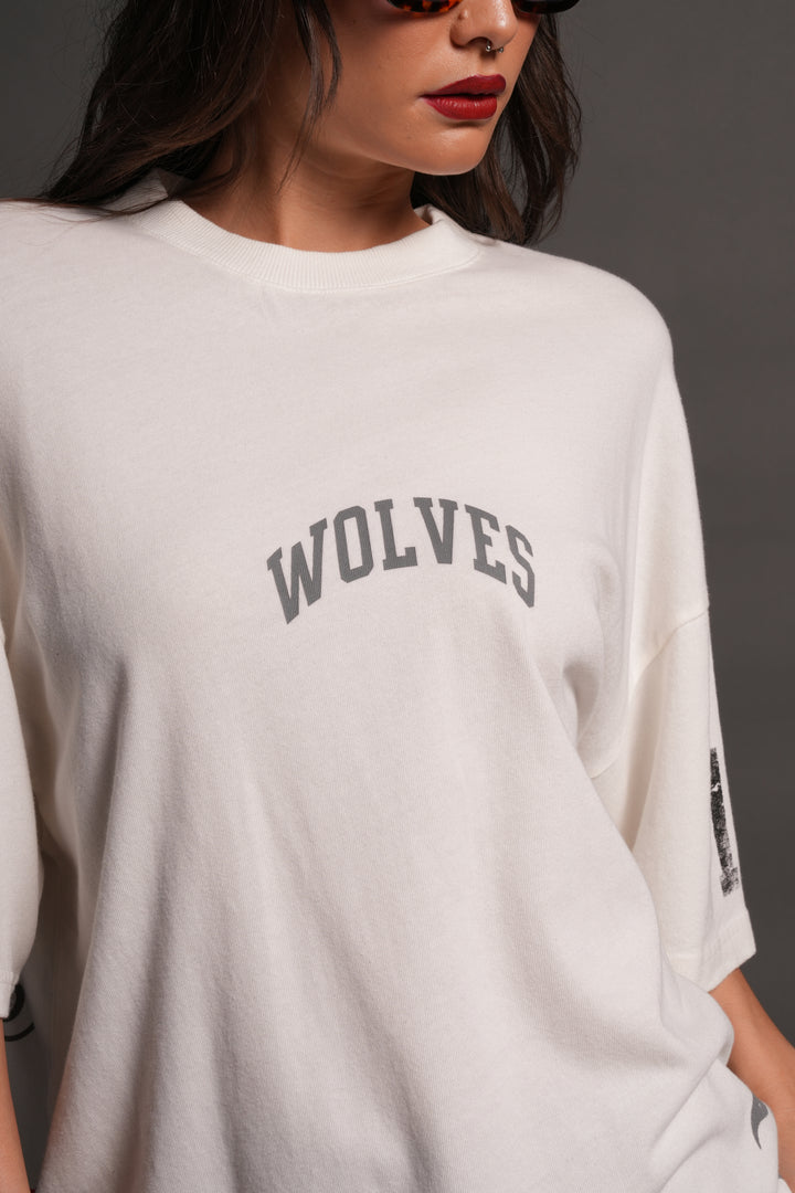 La Ca Frvr Premium Oversized Tee in Cream