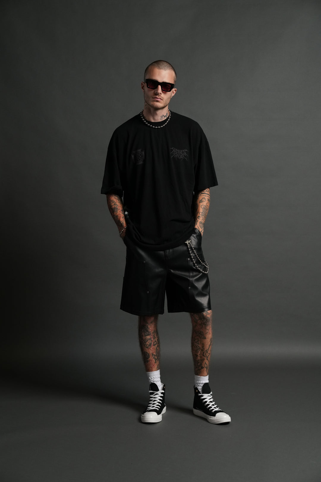 Dark Power "Side By Side" Series Premium Oversized Tee in Black