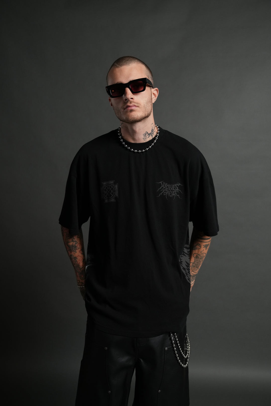 Dark Power "Side By Side" Series Premium Oversized Tee in Black