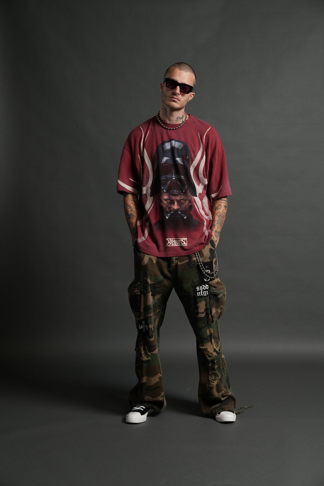 Ashes of the Dark V2 "Premium" Oversized Tee in Cherry Red Drift Wash