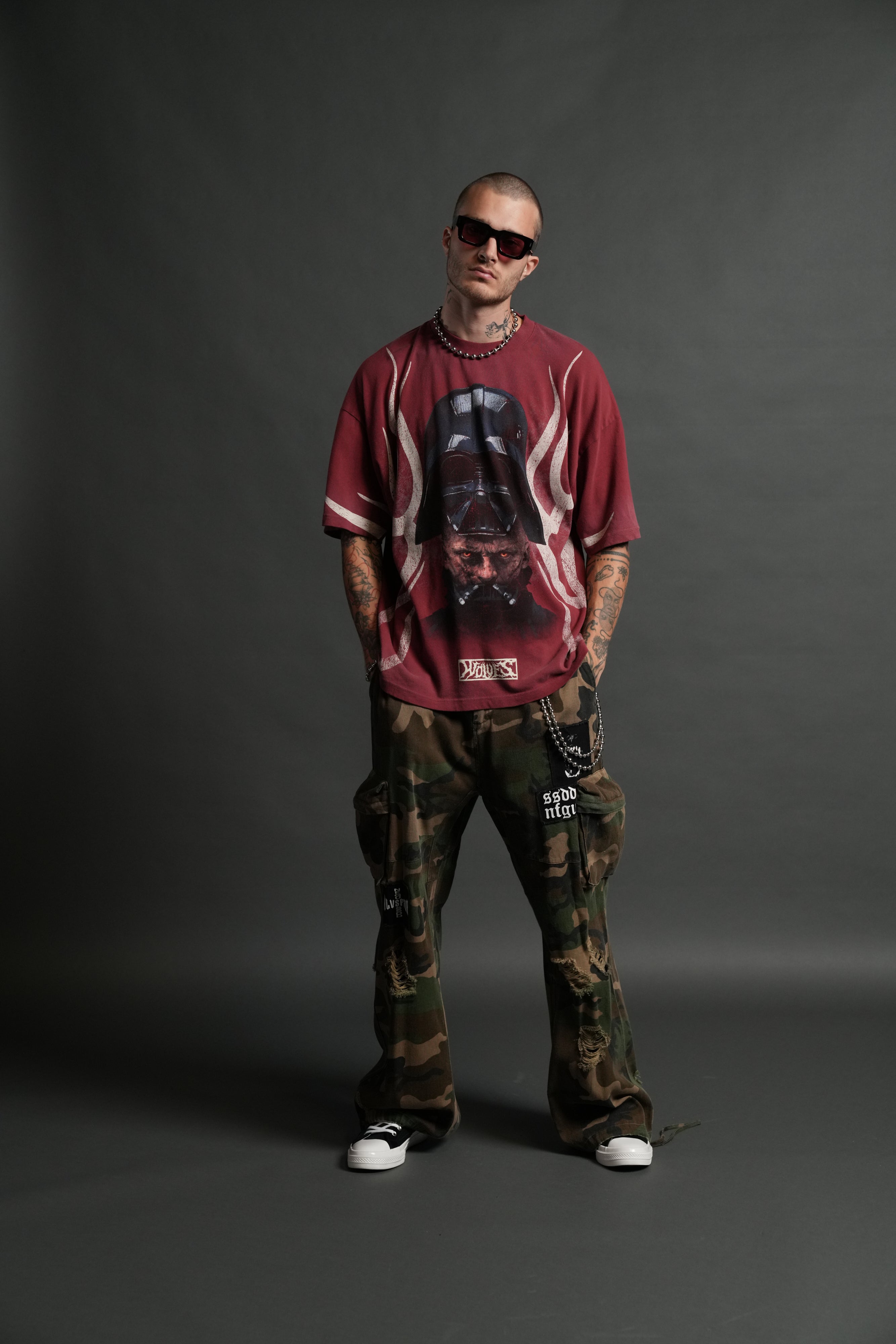 Ashes of the Dark V2 "Premium" Oversized Tee in Cherry Red Drift Wash