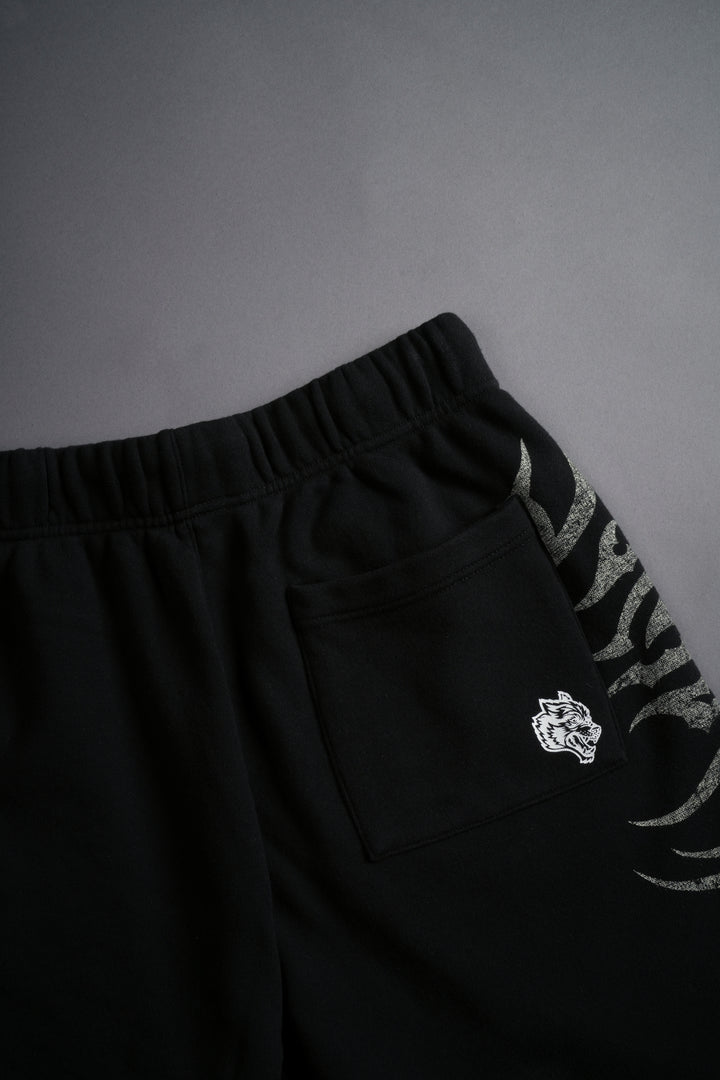 Wolf Iron Oversized Post Lounge Sweat Shorts in Black