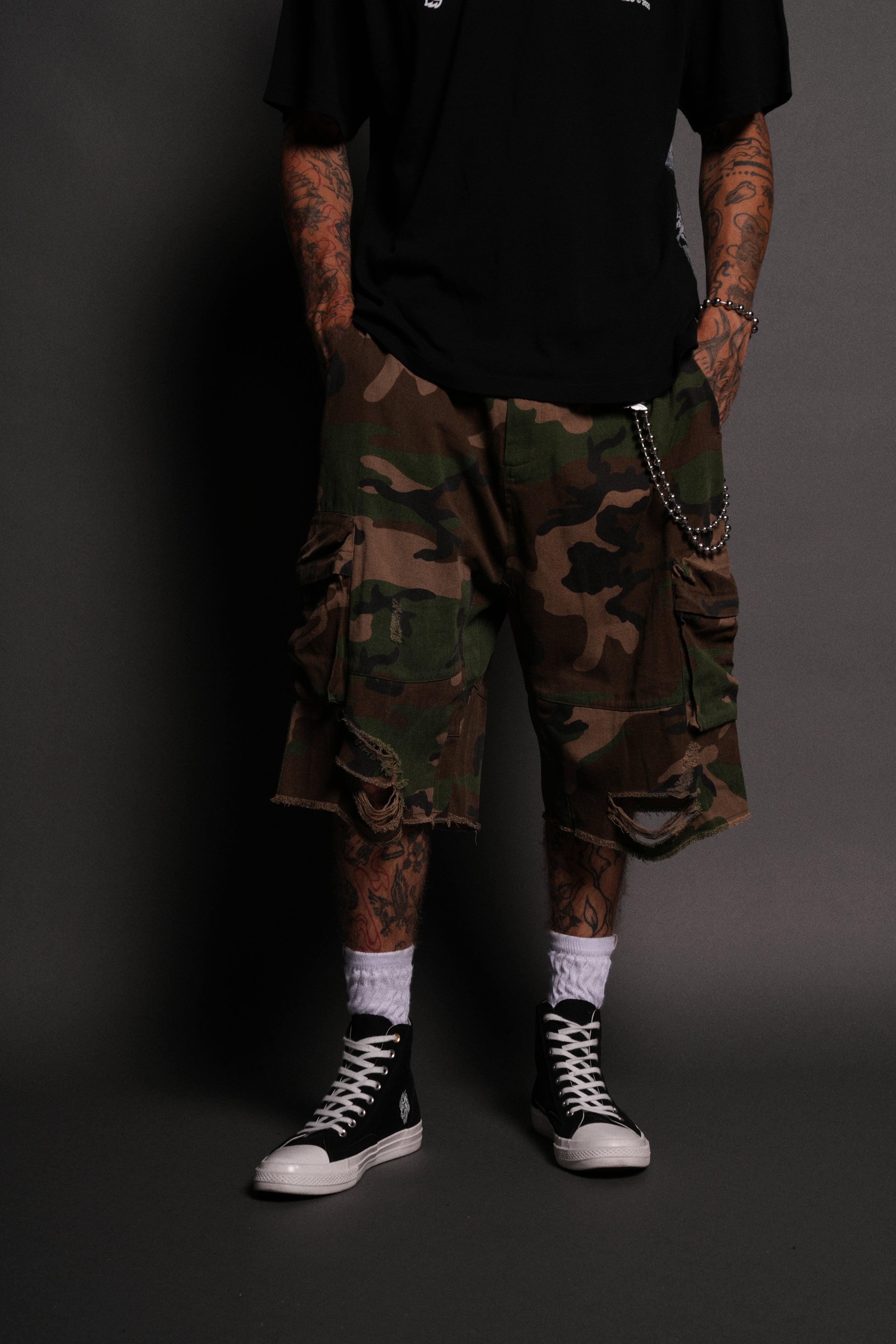 Wolf Chopper Duke Cargo Shorts in Woodland Camo