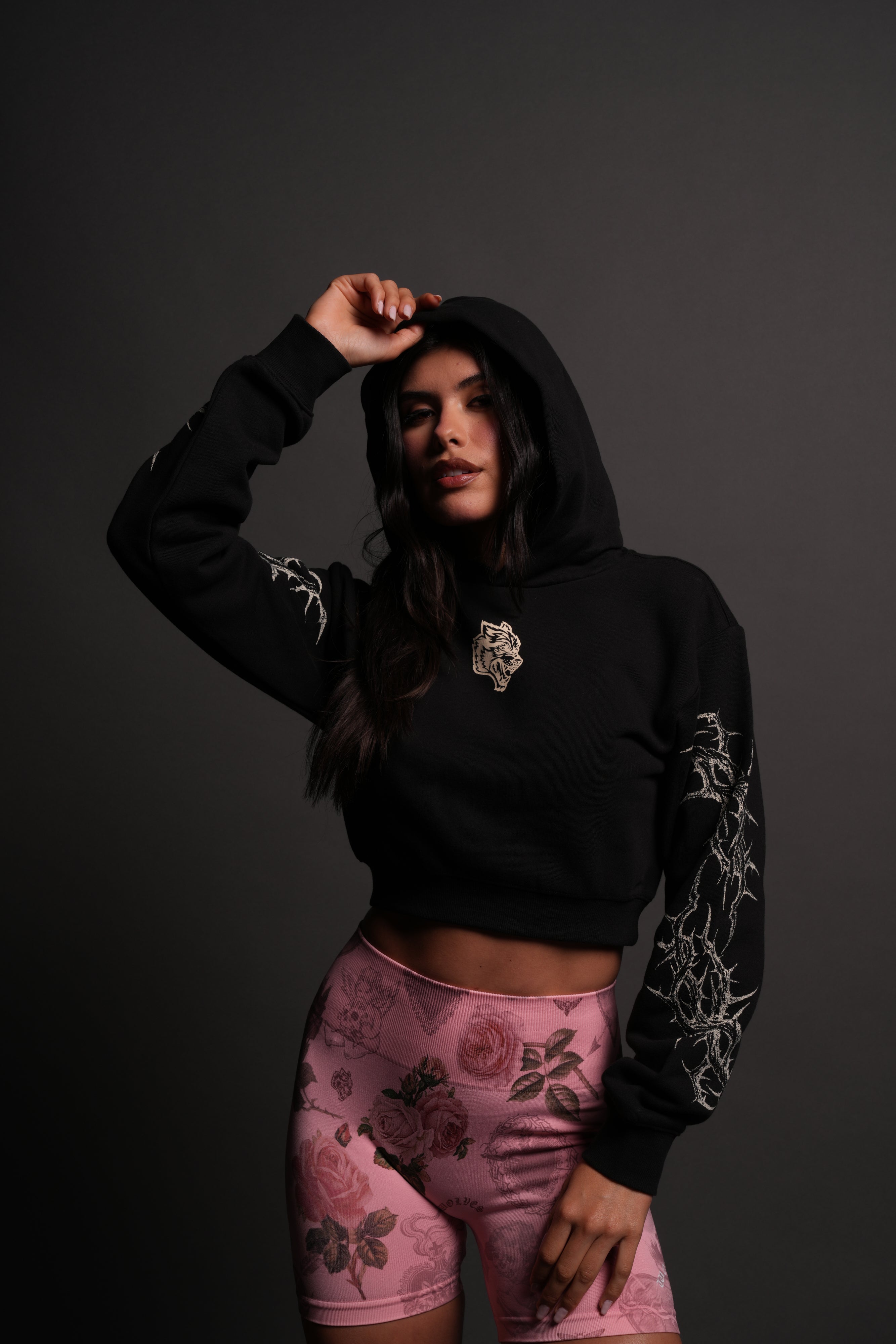 Thorns Rose Hoodie in Black