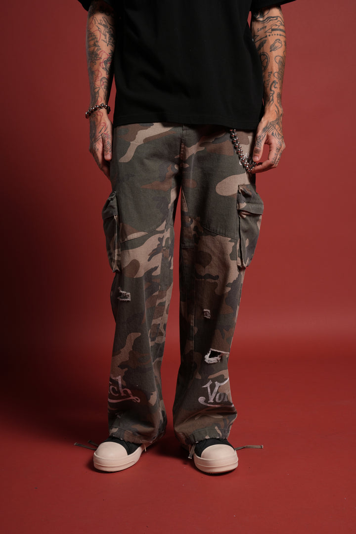 Hellbound Duke Cargo Pants in DSVD Green Camo