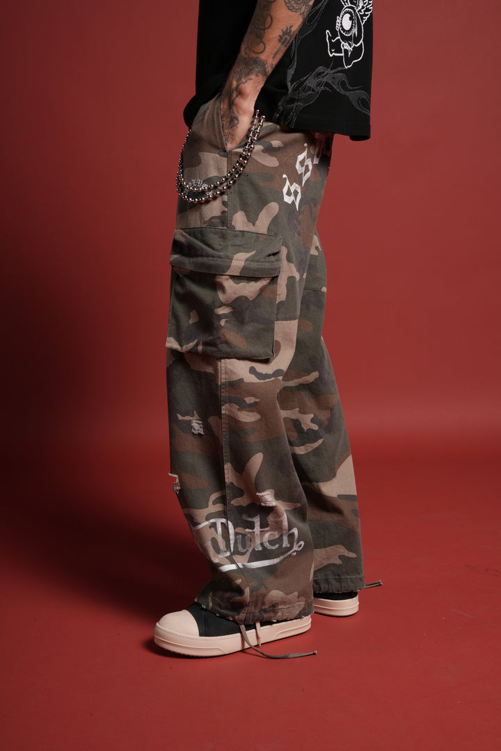 Hellbound Duke Cargo Pants in DSVD Green Camo