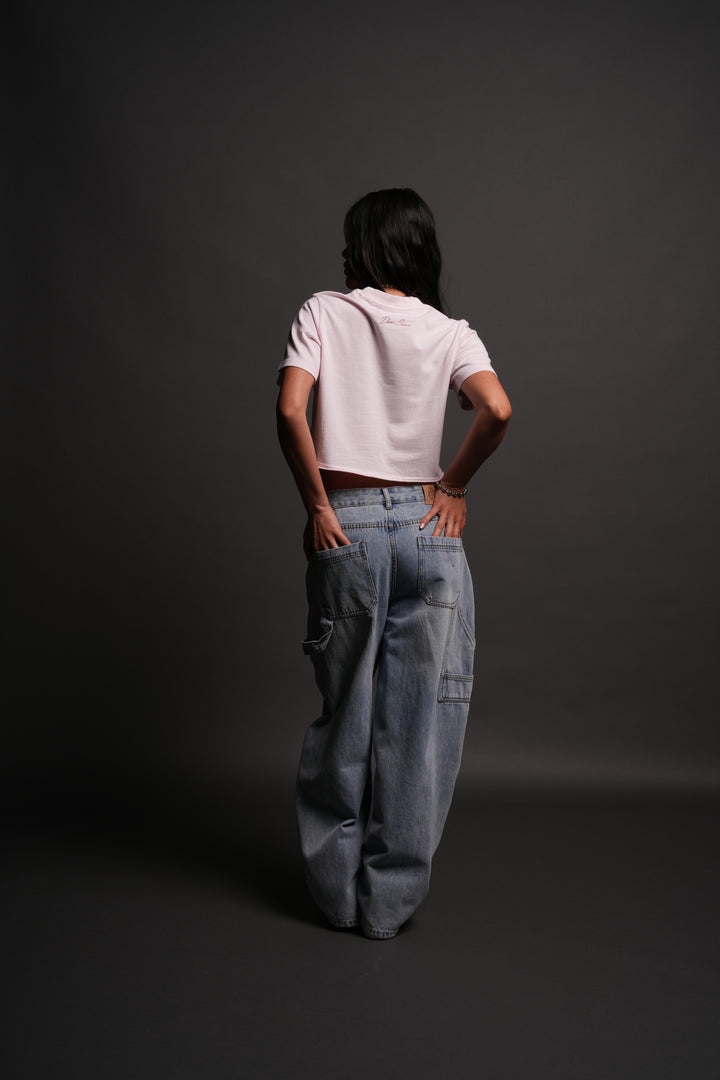 Cherub and the Skull "Premium" (Cropped) Tee in Blush Pink