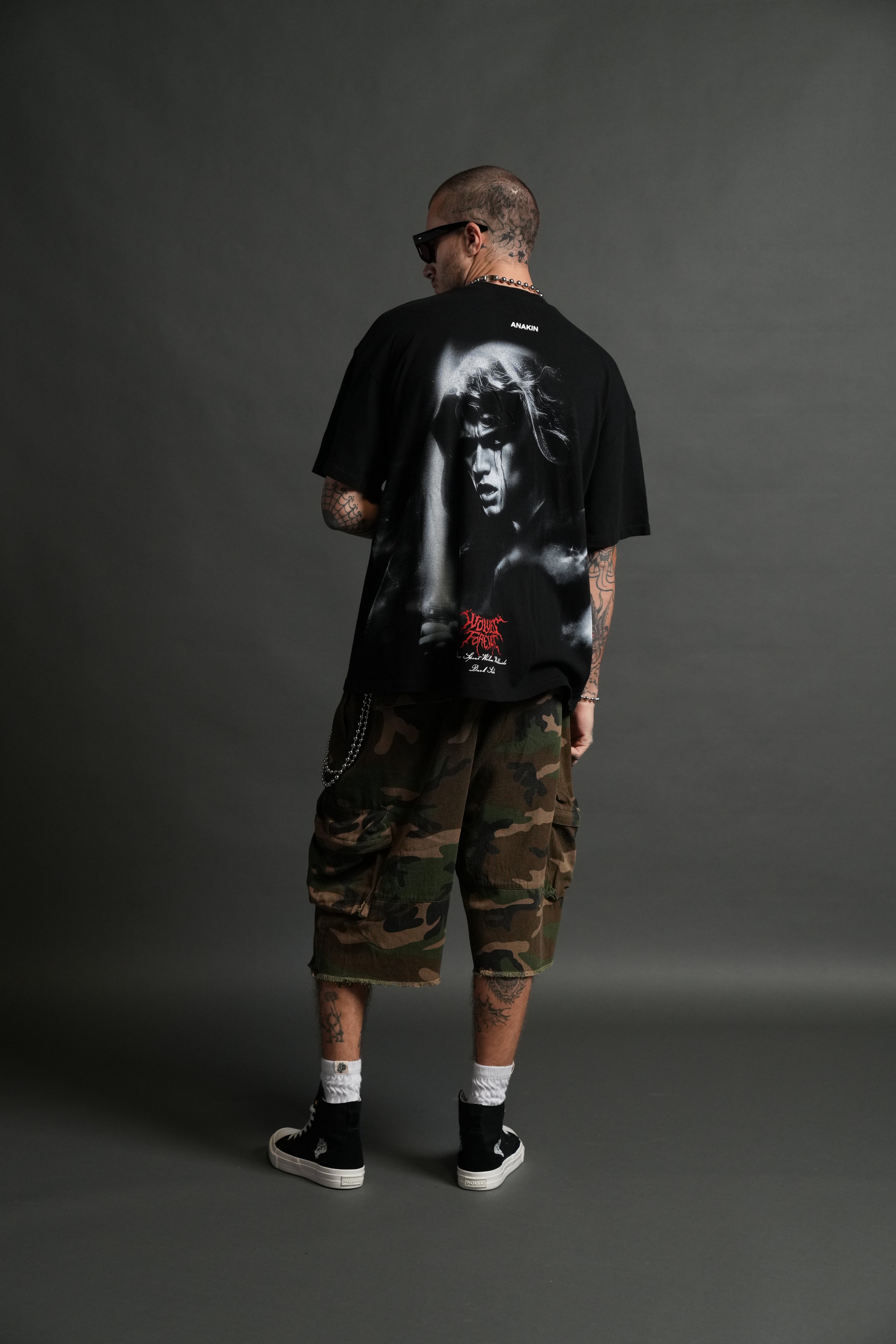 Dark Fate "Side By Side" Series Premium Oversized Tee in Black