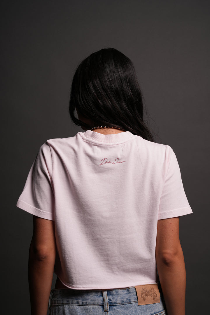 Cherub and the Skull "Premium" (Cropped) Tee in Blush Pink