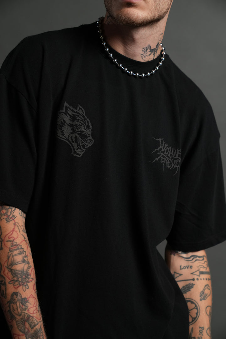Dark Fate "Side By Side" Series Premium Oversized Tee in Black