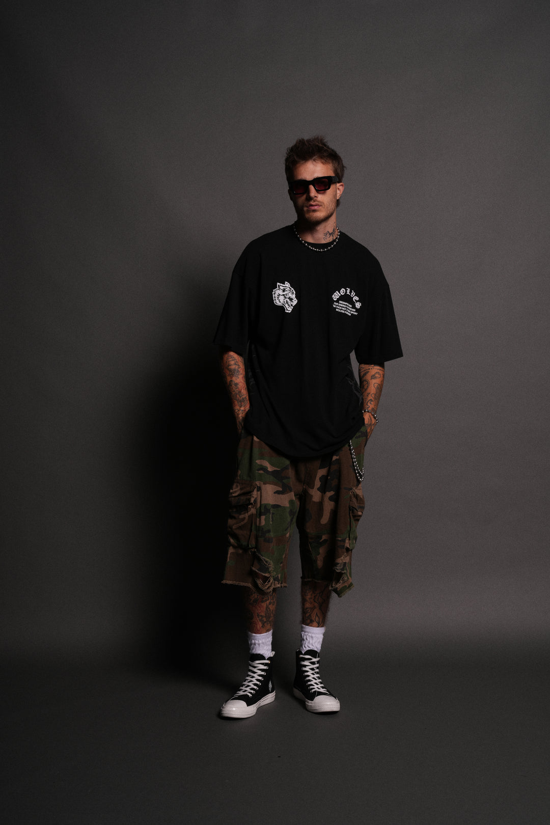 Darc Mori "Side By Side" Series Premium Oversized Tee in Black