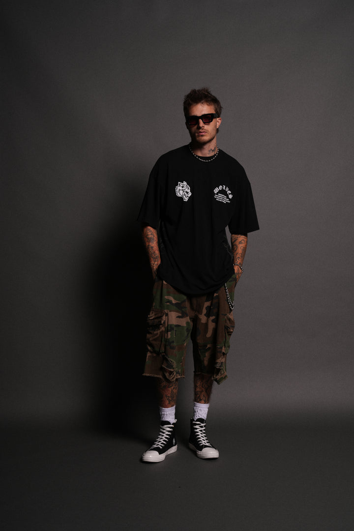 Darc Mori "Side By Side" Series Premium Oversized Tee in Black
