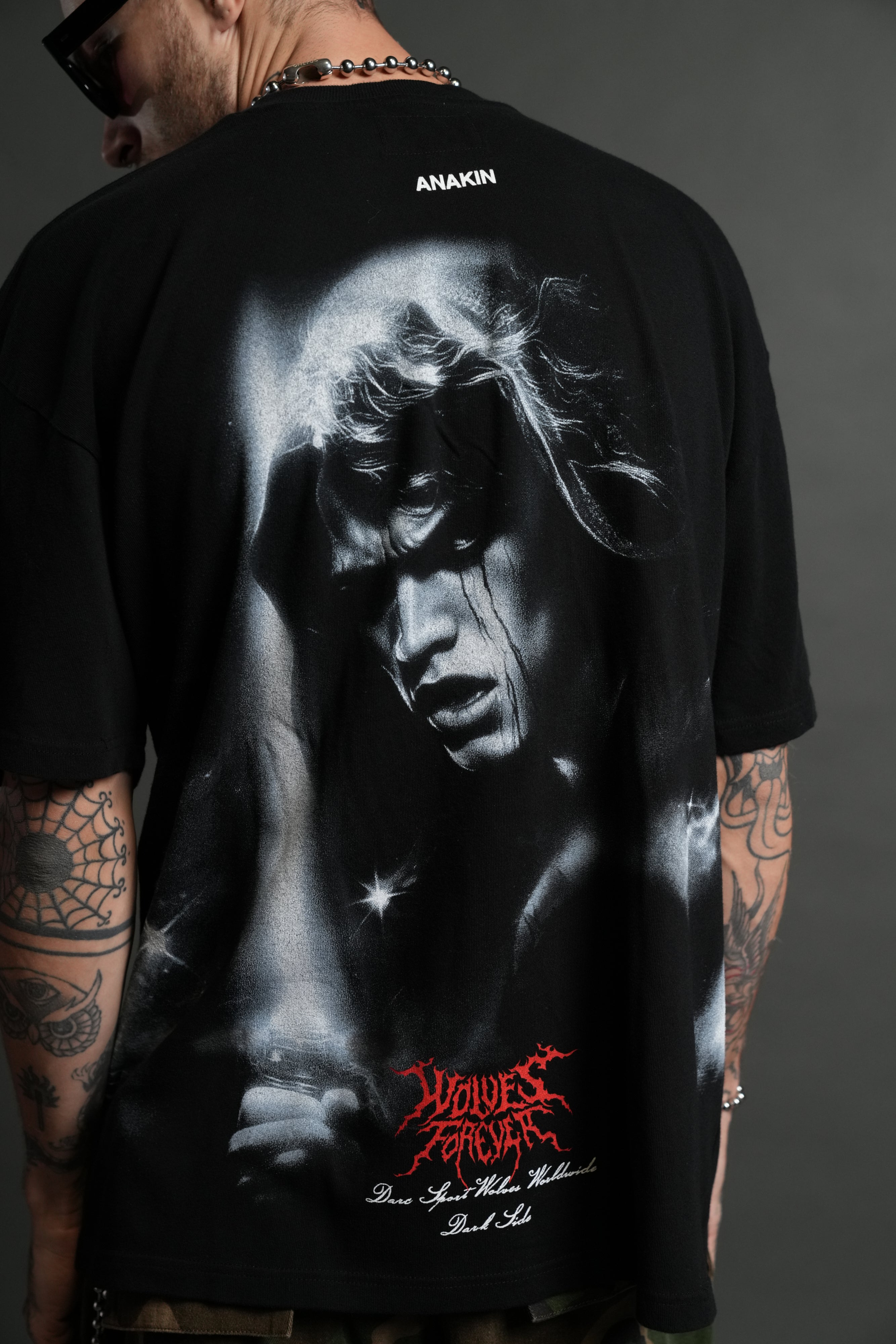 Dark Fate "Side By Side" Series Premium Oversized Tee in Black