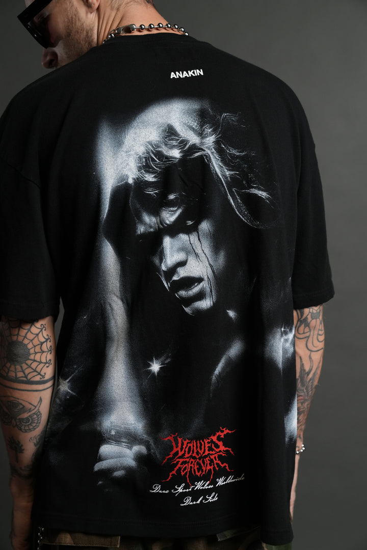 Dark Fate "Side By Side" Series Premium Oversized Tee in Black