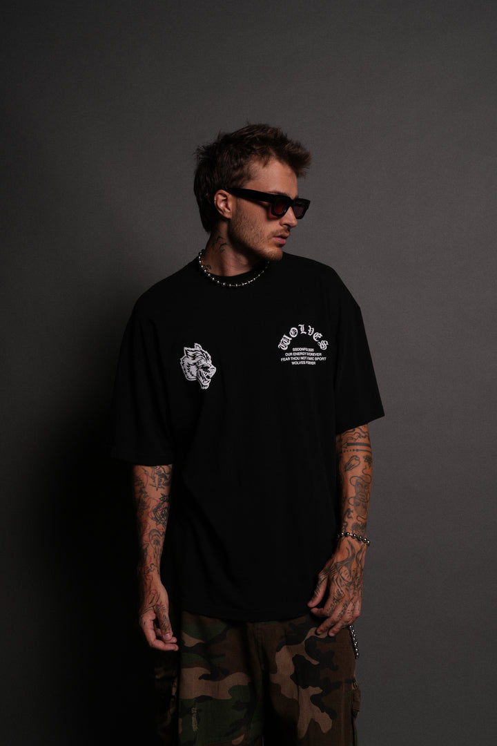 Darc Mori "Side By Side" Series Premium Oversized Tee in Black